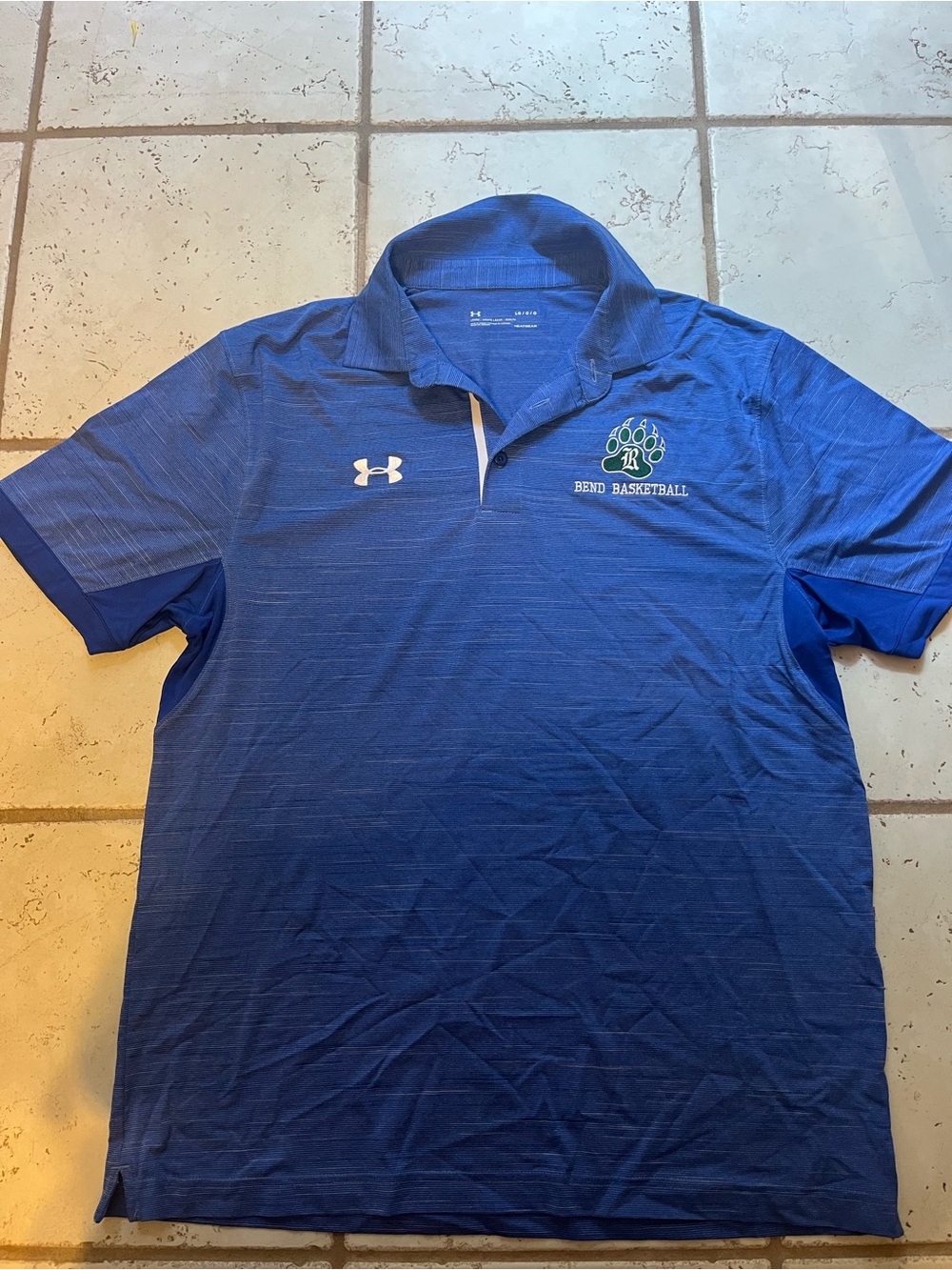 Under Armour Blue Men's Performance Polo with Bend Basketball Logo